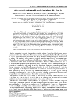 Iodine content in bulk tank milk samples in relation to dairy farm size