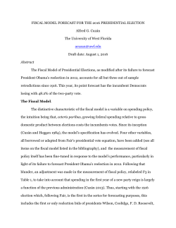 FISCAL MODEL FORECAST FOR THE 2016 PRESIDENTIAL