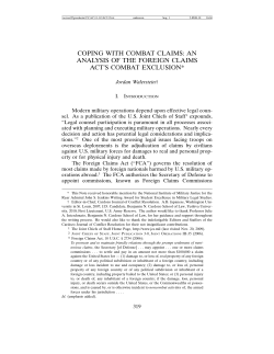 coping with combat claims: an analysis of the foreign claims act`s