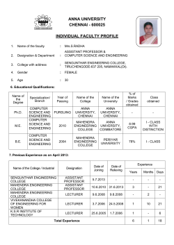 anna university chennai - 600025 individual faculty profile