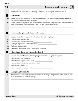 Unit 1: Measurement and Motion