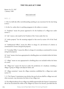 the village act (1908) - Displacement Solutions