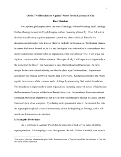 1 On the Two Directions of Aquinas` Proofs for the Existence of God