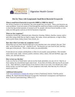 Diet Suggestions for Small Bowel Bacterial Overgrowth