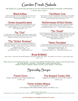 Garden Fresh Salads - Morgan`s Tavern and Grill