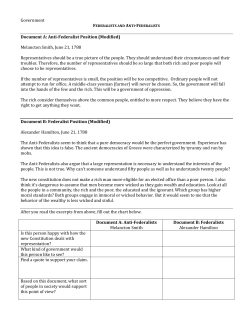 Federalists and Anti-Federalists Student Handout