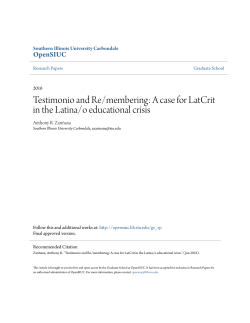Testimonio and Re/membering: A case for LatCrit in the