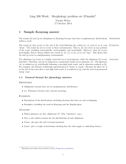 Ling 200 Week : Morphology problem set (Finnish)1 1
