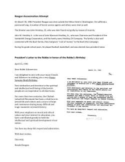 Reagan Assassination Attempt President`s Letter to the Rebbe in