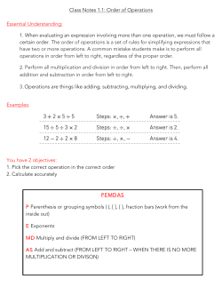 Class Notes 1.1: Order of Operations Essential