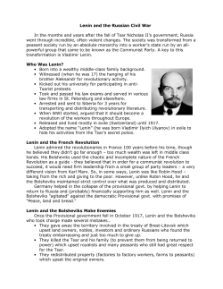 Lenin and the Russian Civil War In the months and years after the