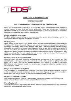 TEDS DNA Information Sheet - Twins Early Development Study