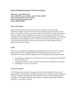 Poetry Writing Workshop Syllabus