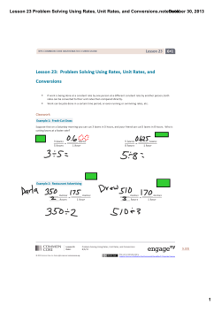 Lesson 23 Problem Solving Using Rates, Unit Rates, and