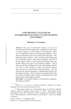 Cost-Benefit Analysis of Environmental Policy in Developing Countries