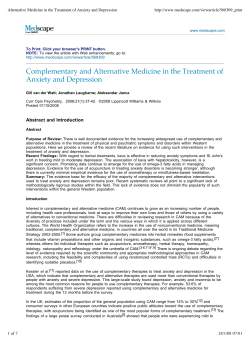 Alternative Medicine in the Treatment of Anxiety