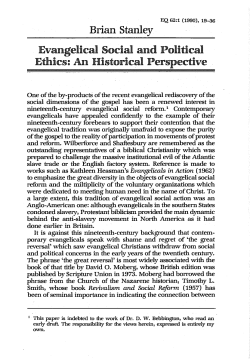 Brian Stanley Evangelical Social and Political Ethics: An Historical