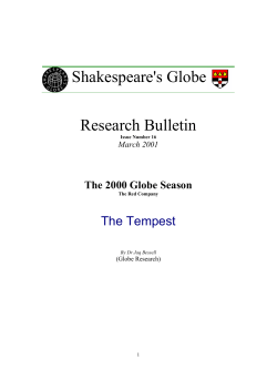 Shakespeare`s Globe Research Bulletin