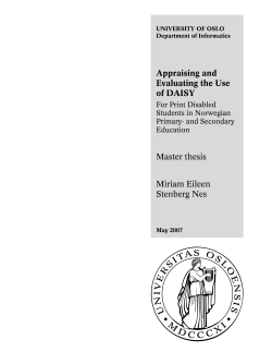 Appraising and Evaluating the Use of DAISY Master thesis Miriam