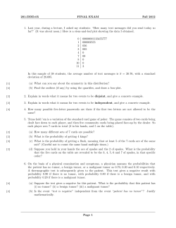 201-DDD-05 FINAL EXAM Fall 2012 1. Last year, during a lecture, I