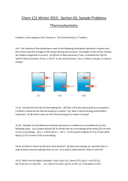 Chem 121 Winter 2015: Section 03, Sample Problems