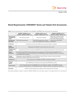 Brand Requirements: COOLMAX&reg; Socks and Tubular Knit
