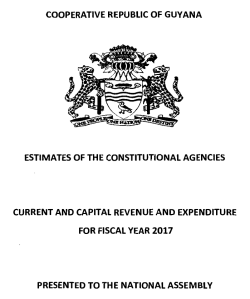 COOPERATIVE REPUBLIC OF GUYANA ESTIMATES OF THE