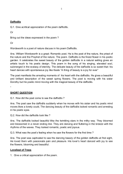 Daffodils Q.1. Give acritical appreciation of the poem daffodils. Or
