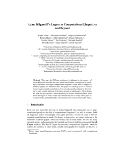Adam Kilgarriff`s Legacy to Computational Linguistics and Beyond