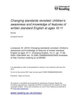 Changing standards revisited: children`s