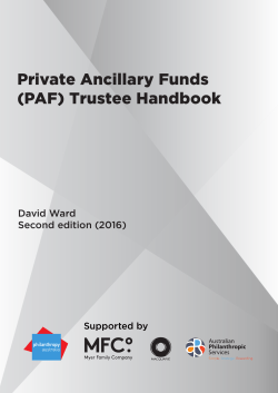 Private Ancillary Funds (PAF) Trustee Handbook