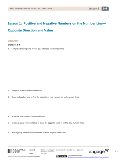 Lesson 1: Positive and Negative Numbers on the Number Line