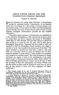 SARAH FOSTER HANNA AND THE WASHINGTON FEMALE