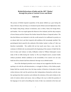 British Refractions of India and the 1857 `Mutiny` through the prism of
