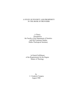 A Study of Poverty and Prosperity in the Book of Proverbs