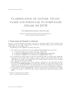 Classification of matter: Giving names and