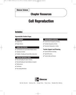 Chapter 4 Resource: Cell Reproduction