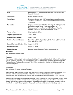 Title: Requirements for Investigational New Drug (IND) for Human