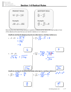 Section 1-8 Radical Rules