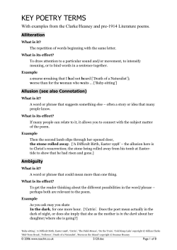KEY POETRY TERMS