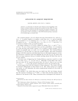 ADVANCES IN ALIQUOT SEQUENCES For a positive integer n, let