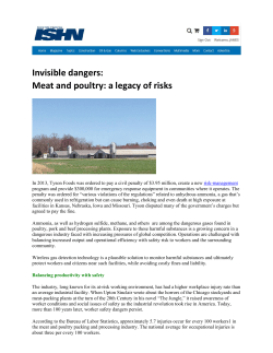 Invisible dangers: Meat and poultry: a legacy of risks