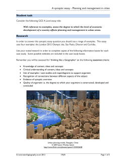 Planning and management in cities Student task Research