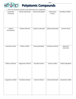 Date: 1. Write the chemical formula for the