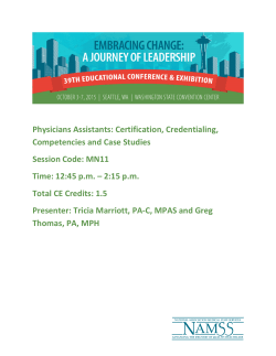 Physicians Assistants: Certification, Credentialing