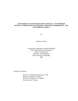 CONSUMER-TO-CONSUMER INTERACTIONS