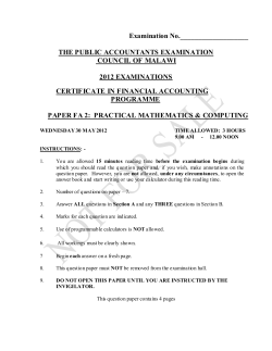 Examination No. THE PUBLIC ACCOUNTANTS EXAMINATION