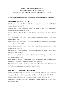 1 BIBLIOGRAPHIE GENERALE SUR THE WINTER`S