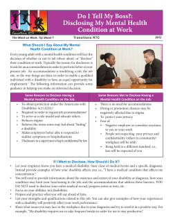 Do I Tell My Boss?: Disclosing My Mental Health Condition at Work