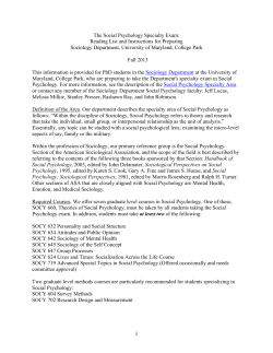 Social Psychology - Department of Sociology